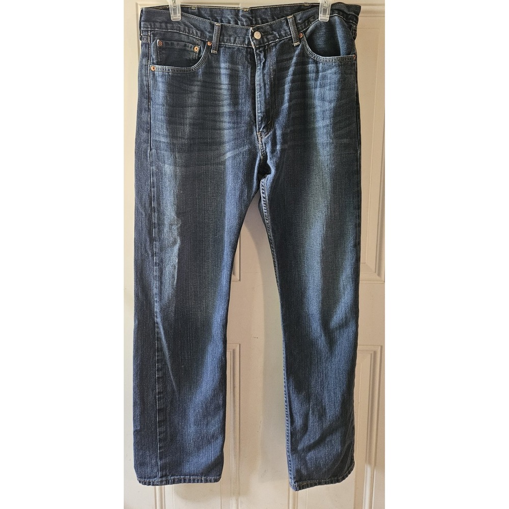 Levi's 505 Regular Fit Jeans Men's 38x34 Blue Medium Wash Straight Leg Denim...